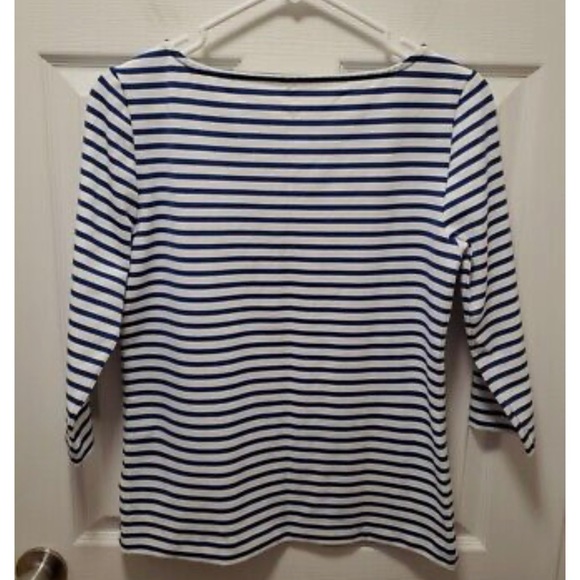 Vineyard Vines 3/4 Sleeve, Blue and white‎ striped boat neck blouse, size Medium - Picture 2 of 4